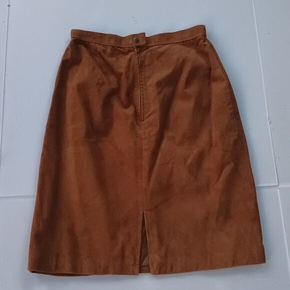 Vintage Pigskin Leather Straight Skirt-Size 9/10-Outerwear By Phoenix-Lined - Picture 4 of 8